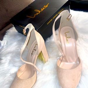 Laura Light Nude Suede Ankle Strap Heels